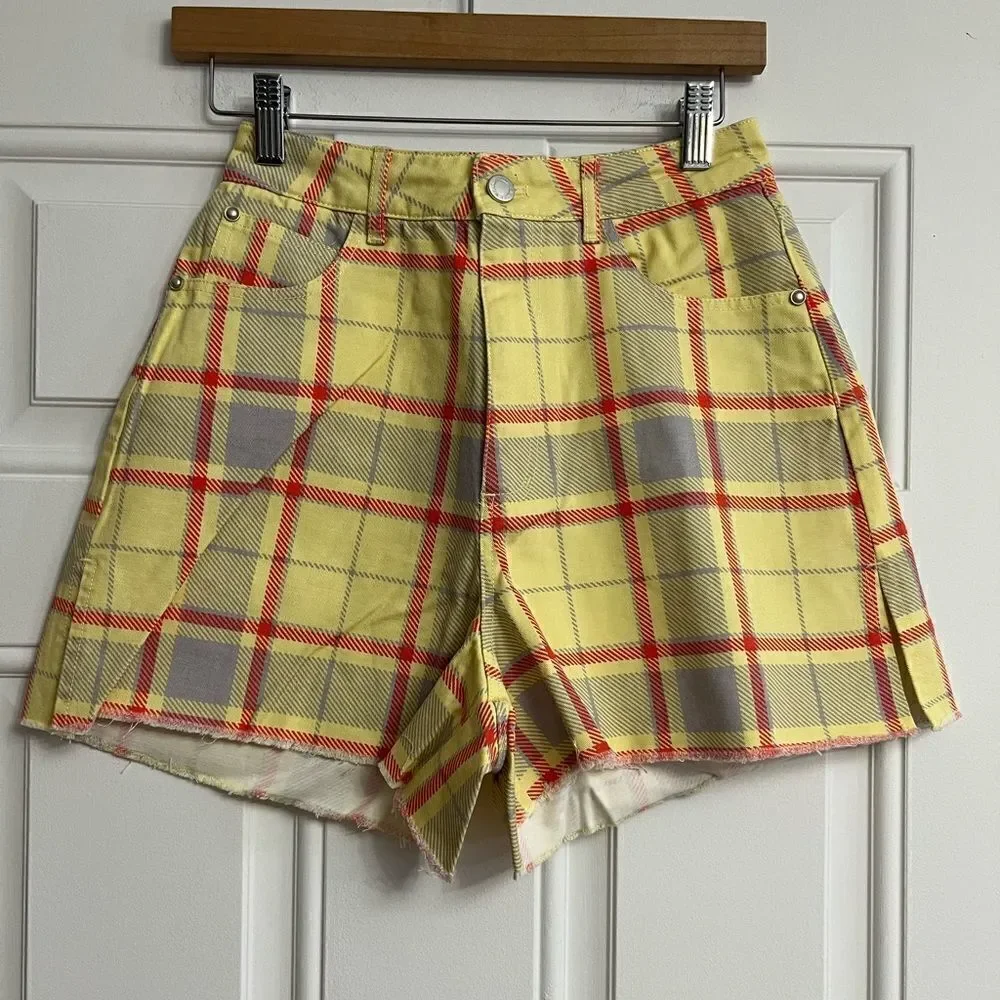 WeWoreWhat Boyfriend Plaid Short Garden Glade size  25 NWT